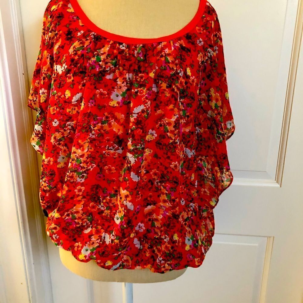 Bobeau Two Layered Floral Blouse